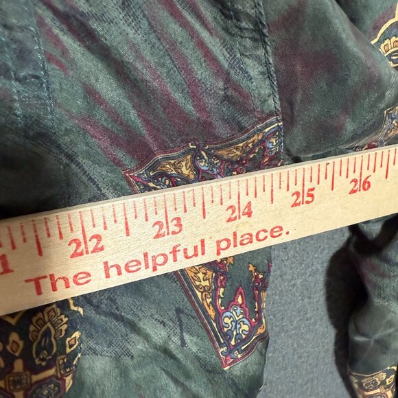 Vintage Structure 100% Silk Abstract Festival Button Down Shirt Men's Large - Picture 6 of 7